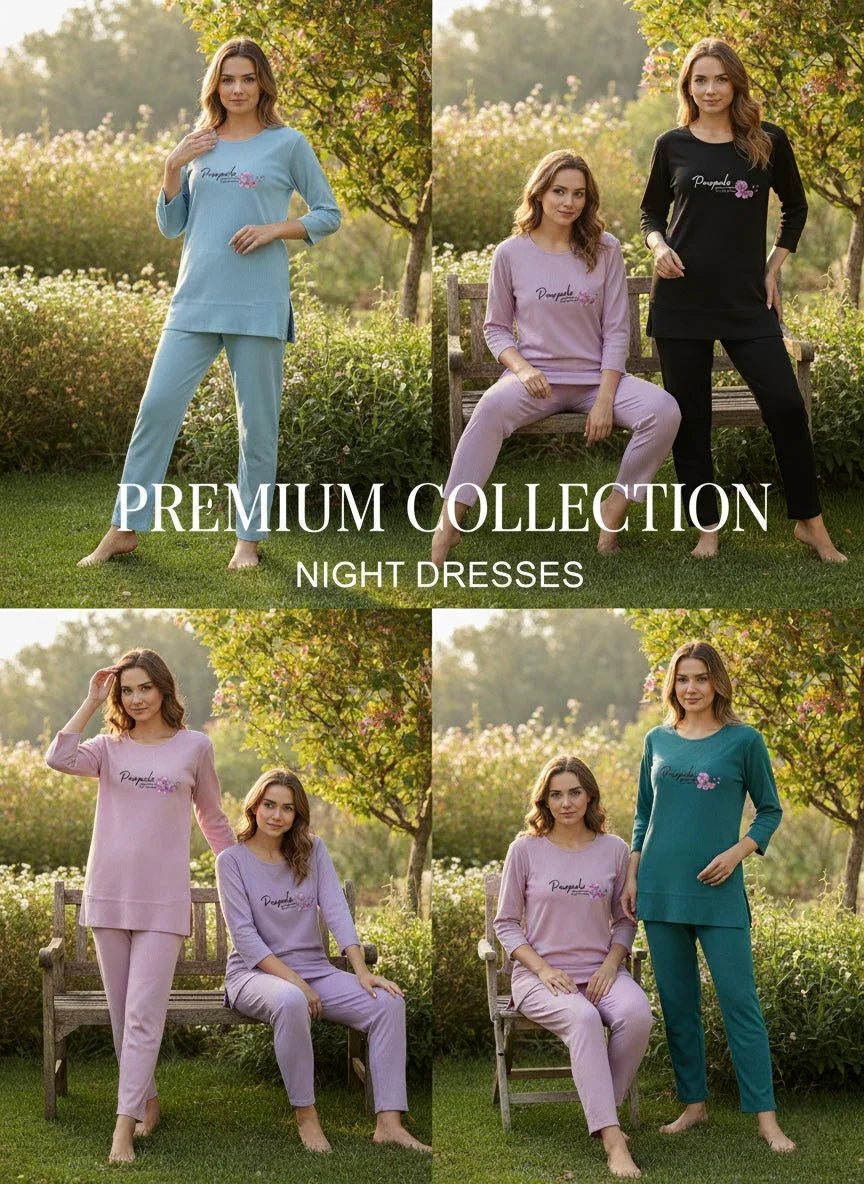 Women wearing colorful premium night dresses outdoors, luxury loungewear collection