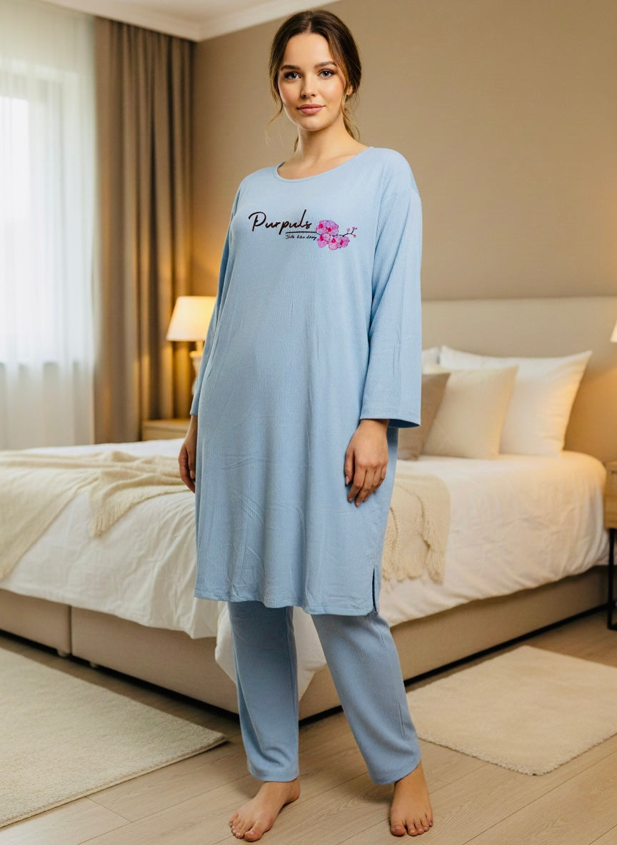 Women Wearing Blue Night Dress 