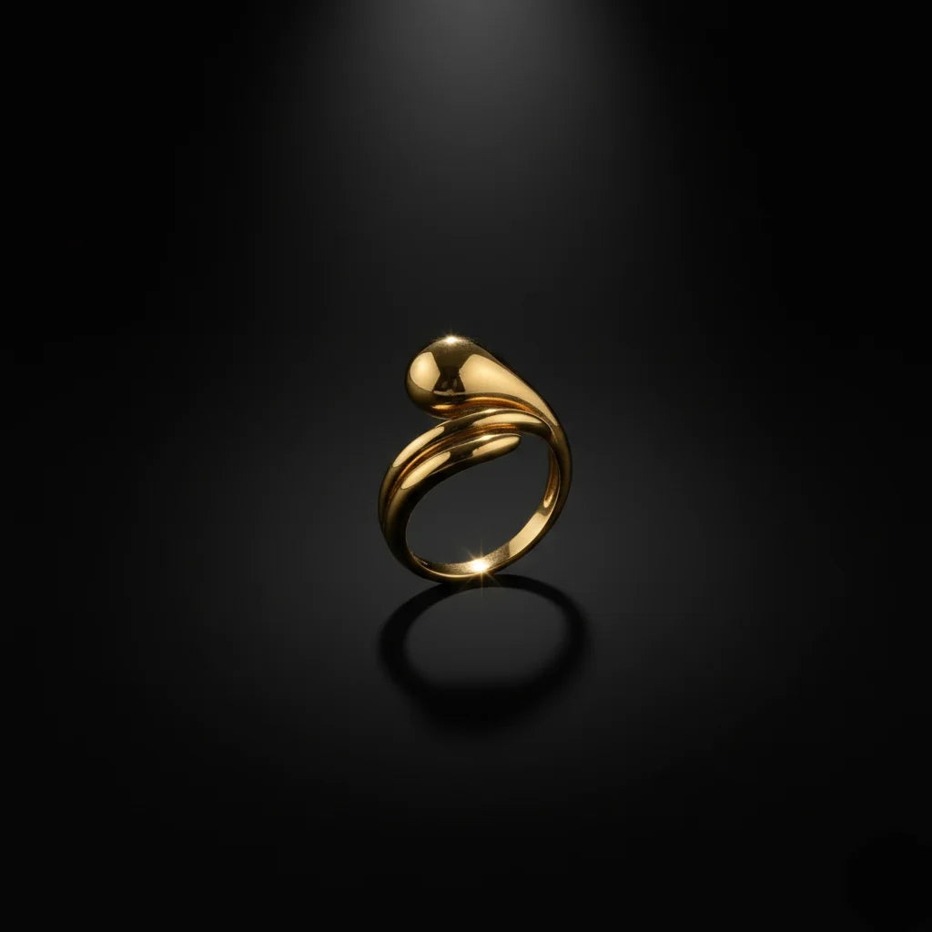 Gold ring on a black background
