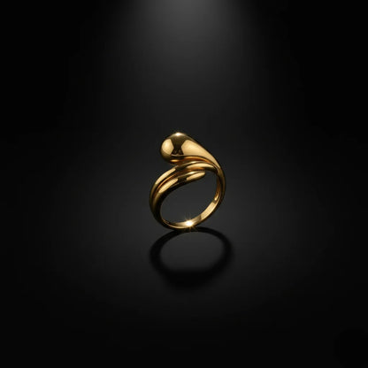Gold ring on a black background