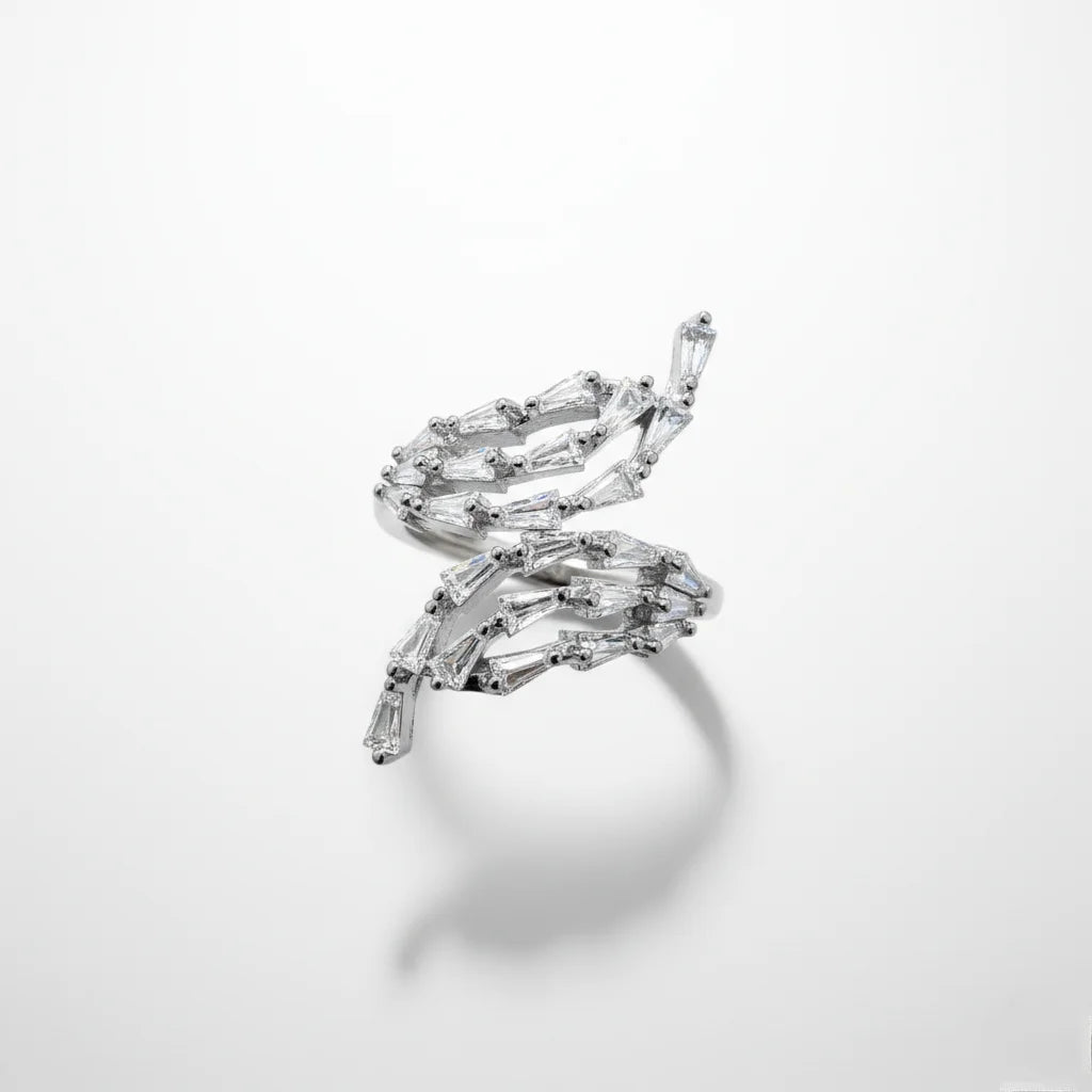 Diamond earring on a light gray background
