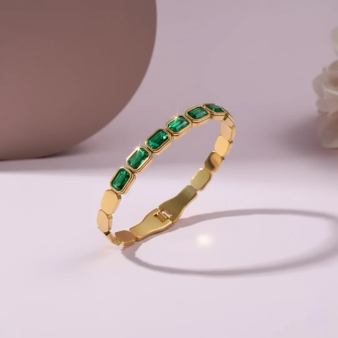 Green Emerald gold bracelet