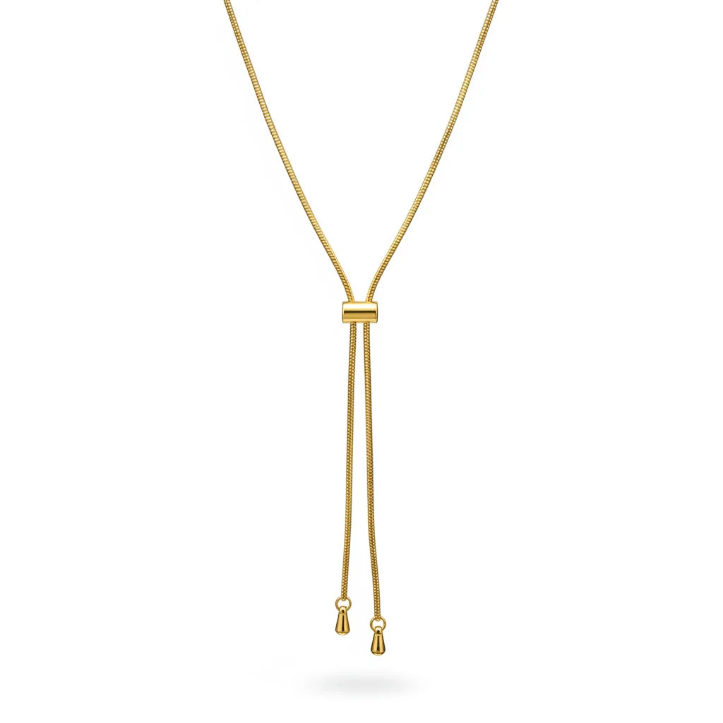 Gold necklace on a white background