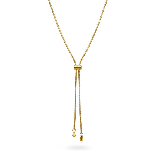 Gold necklace on a white background