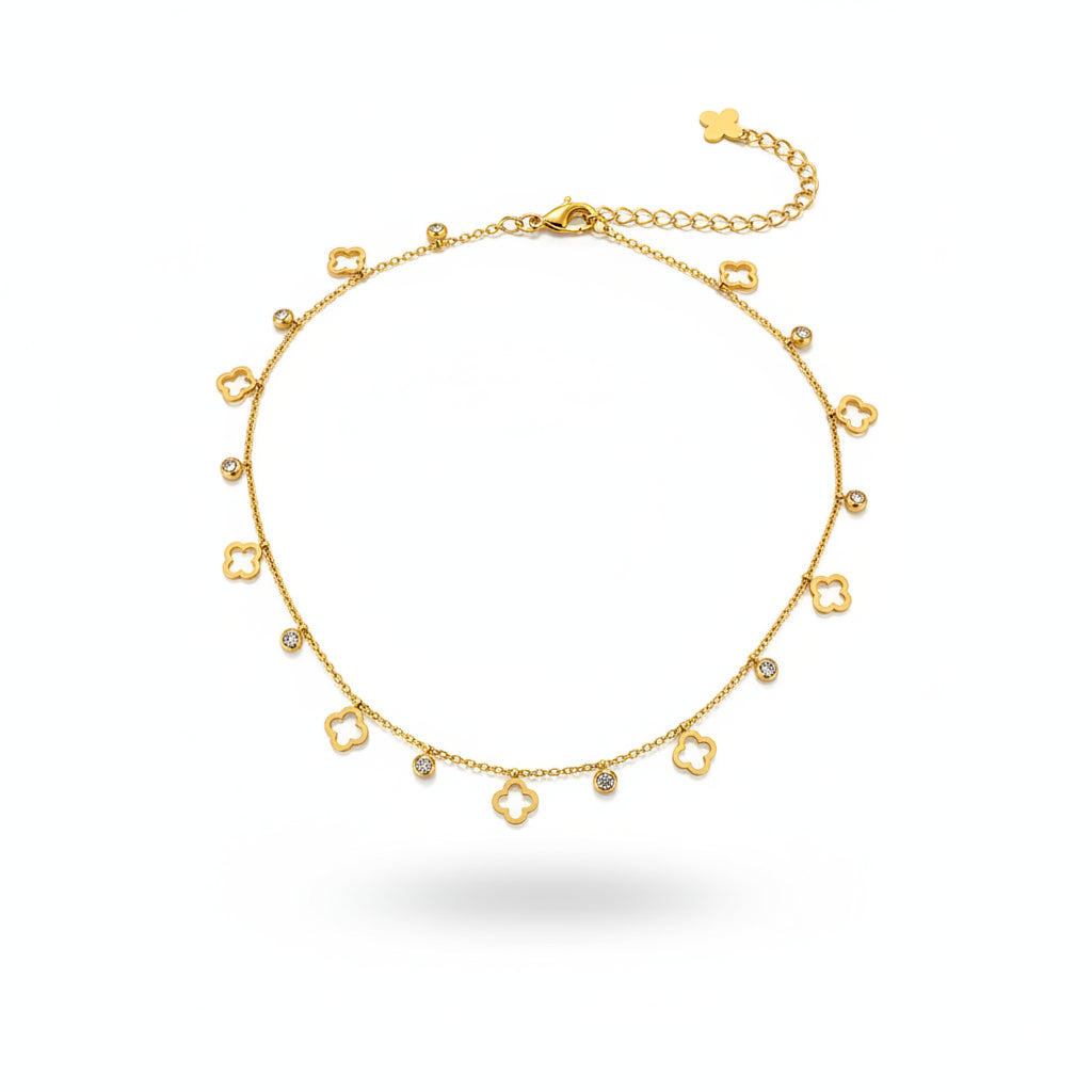 Gold Chain with diamond accents on a white background