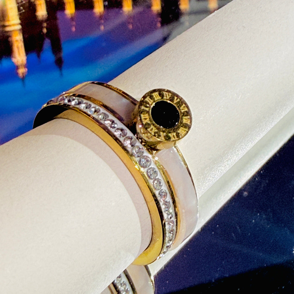 Black Clock Face Roman Numerals Gold Ring for Her – Purpuls By Hani.