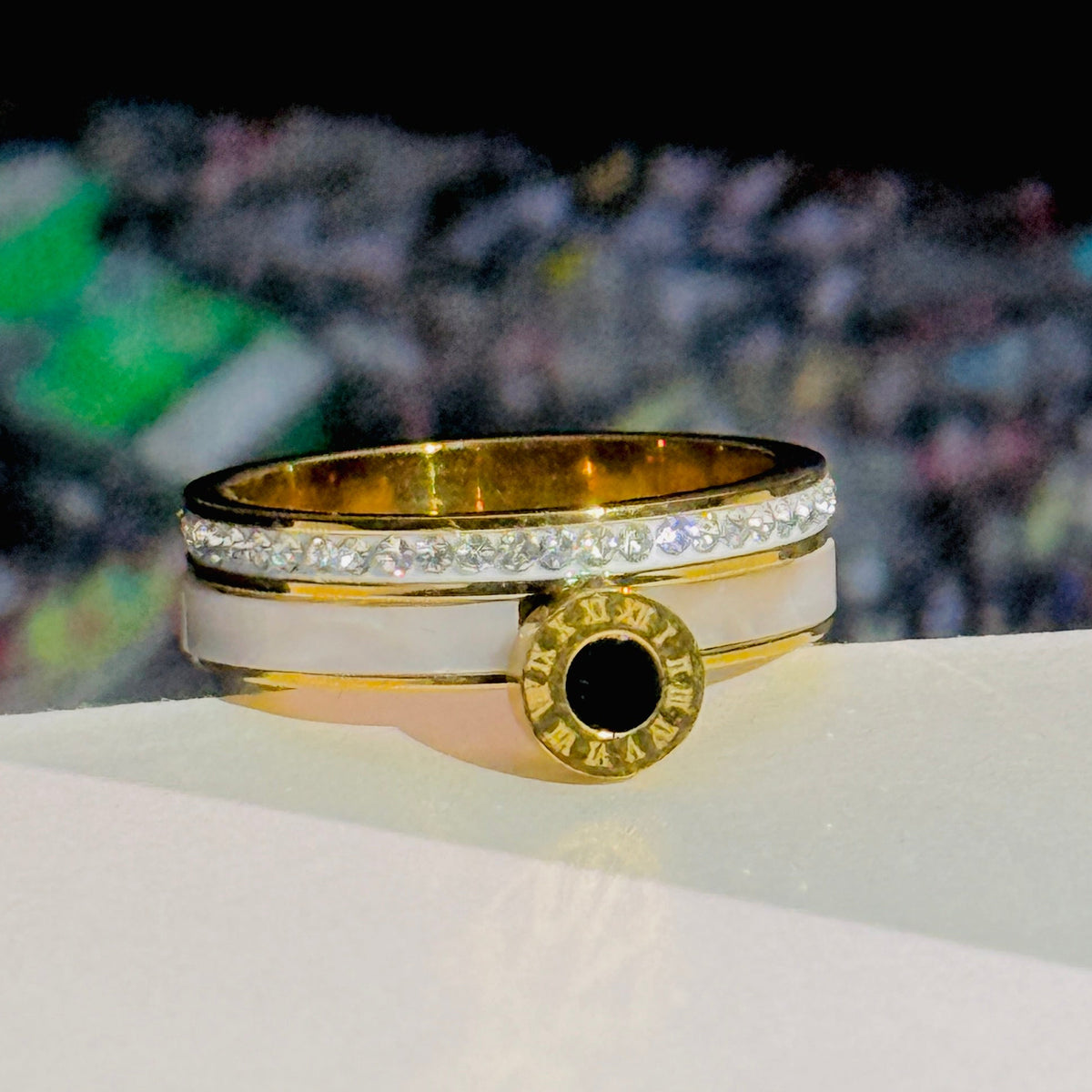 Black Clock Face Roman Numerals Gold Ring for Her – Purpuls By Hani.
