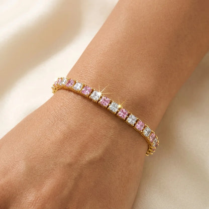 Shining Tennis Bracelet in pink and white stone