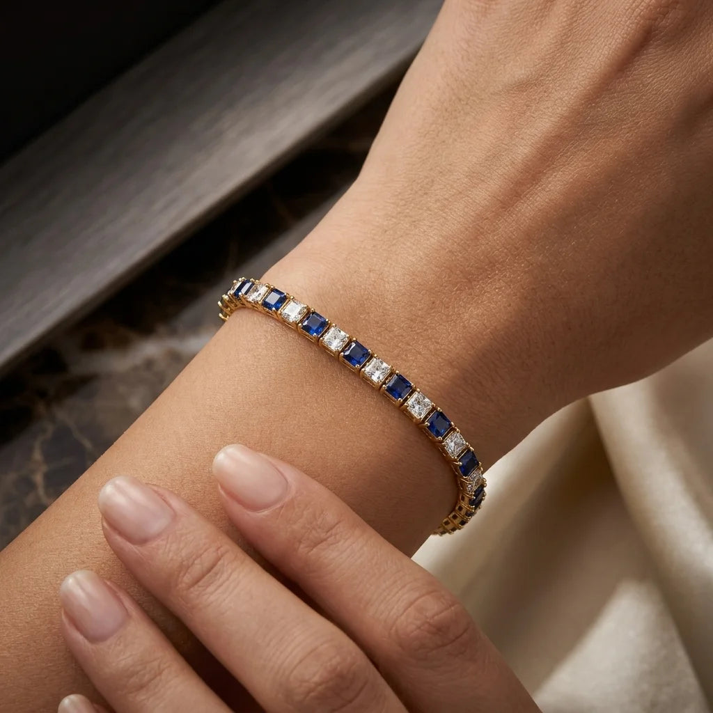 handworn tennis blue bracelet
