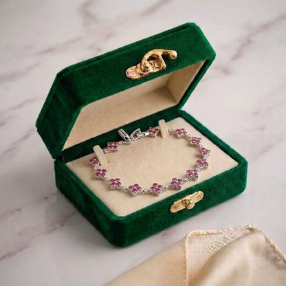 Luminous Gold & Rhodium PlateD Clover Bracelet (Adjustable) + Free Handmade Box Included