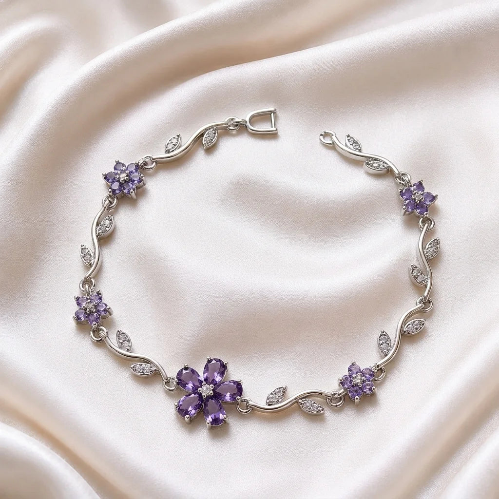 Luminous Tulip V2 — Gold-Plated Crystal Vine Bracelet — Free Designer Gift Box Included