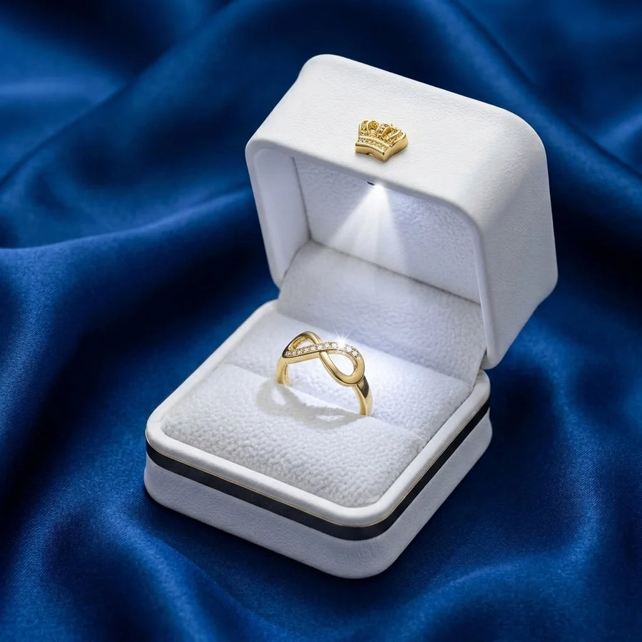 UNIVERSE infinity ring in free imported LED light ring case, gift-ready ring box by Gemz By Purpuls